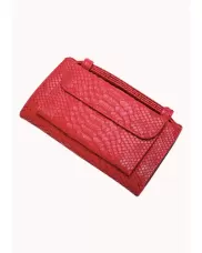 Elizabeth Python Leather Clutch Wallet Red