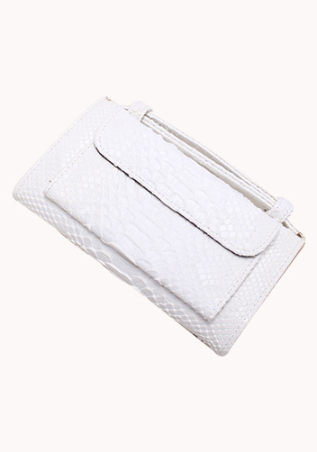 Elizabeth Python Leather Clutch Wallet White