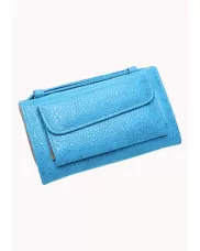 Elizabeth Patent Leather Clutch Wallet Clear Blue