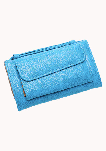 Elizabeth Patent Leather Clutch Wallet Clear Blue
