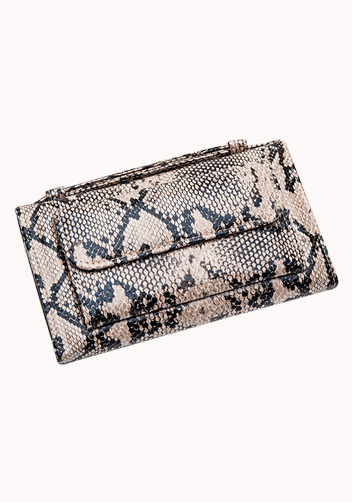 Elizabeth Python Leather Clutch Wallet Beige