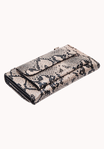 Elizabeth Python Leather Clutch Wallet Beige