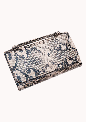 Elizabeth Python Leather Clutch Wallet Beige