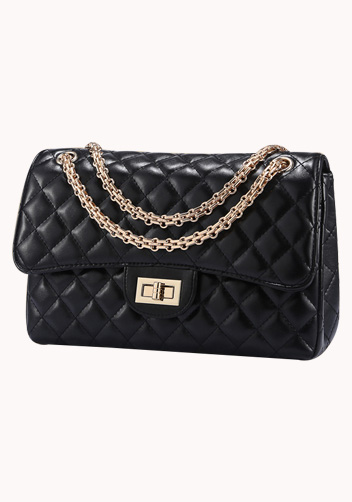 Adele Flap Medium Bag Faux Leather Black Gold Hardware