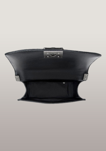 Ingrid V Shape Quilted Medium Leather Bag Black 