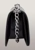Ingrid V Shape Quilted Medium Leather Bag Black 