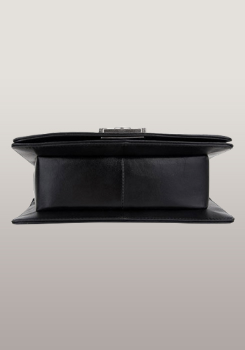 Ingrid V Shape Quilted Medium Leather Bag Black 