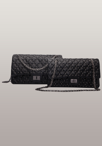 Adele Flap Bag With Studs Lambskin Black