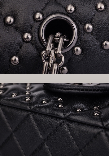 Adele Flap Bag With Studs Lambskin Black