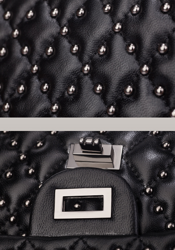 Adele Flap Medium Bag With Studs Lambskin Black