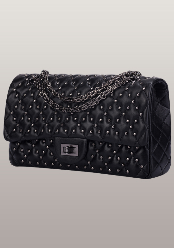 Adele Flap Medium Bag With Studs Lambskin Black