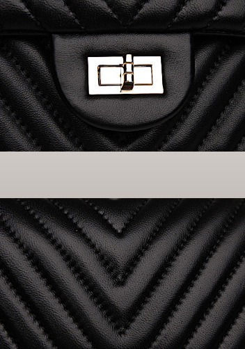 Adele Flap V Shape Quilted Medium Bag Lambskin Black