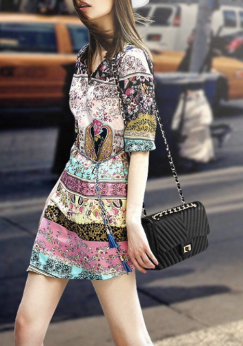Adele Flap V Shape Quilted Medium Bag Lambskin Black