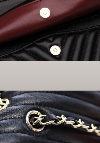 Adele Flap V Shape Quilted Medium Bag Lambskin Black