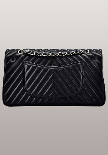 Adele Flap V Shape Quilted Medium Bag Lambskin Black
