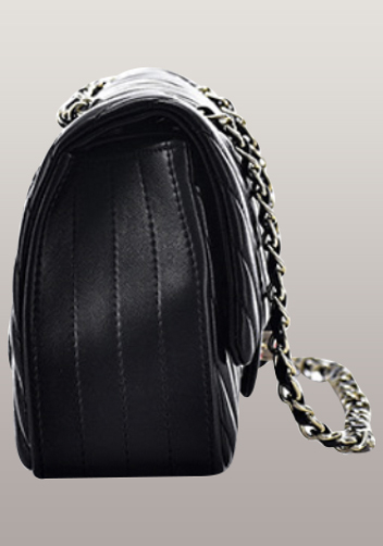 Adele Flap V Shape Quilted Medium Bag Lambskin Black