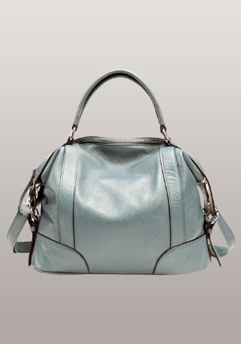 Brittany Leather Shoulder Bag Light Blue