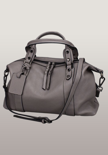 Roxana Leather Shoulder Bag Grey