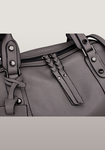 Roxana Leather Shoulder Bag Grey