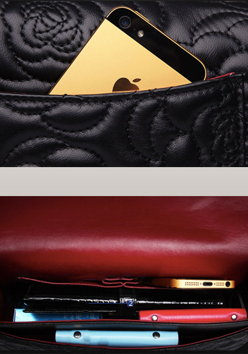 Adele Camellia Flap Medium Bag Lambskin Black