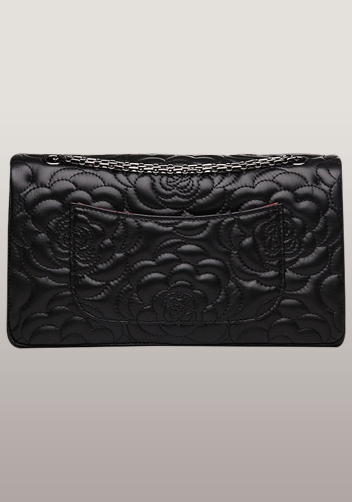 Adele Camellia Flap Medium Bag Lambskin Black