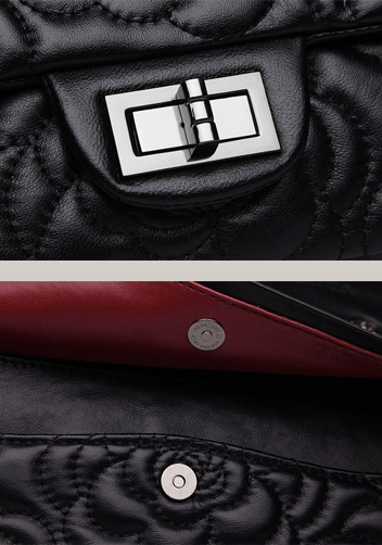 Adele Camellia Flap Medium Bag Lambskin Black