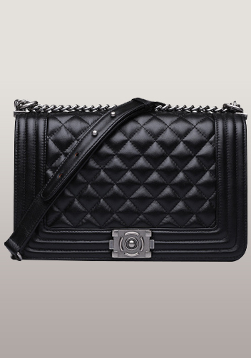 Ingrid Quilted Medium Leather Bag Classic Black