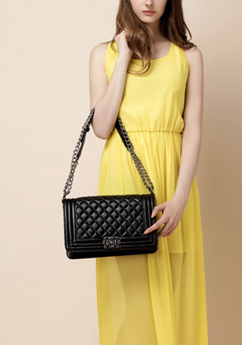 Ingrid Quilted Medium Leather Bag Classic Black