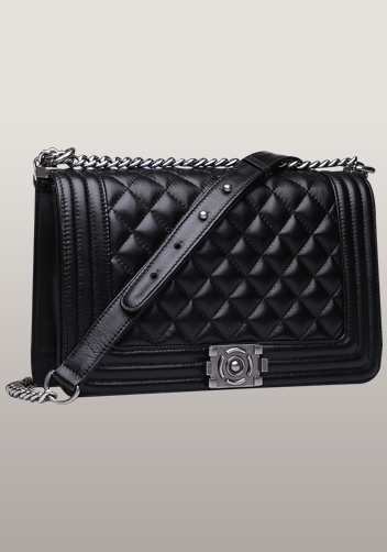Ingrid Quilted Medium Leather Bag Classic Black