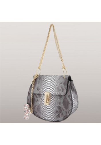 Joy Drew Faux Leather Shoulder Bag Python Brown