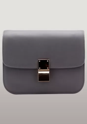Martha Medium Classic Leather Bag Grey