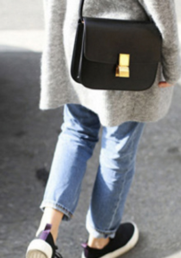 Martha Medium Classic Leather Bag Grey