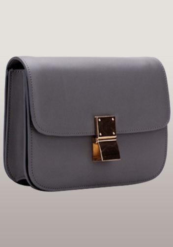 Martha Medium Classic Leather Bag Grey