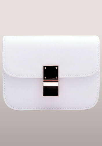 Martha Medium Classic Leather Bag White