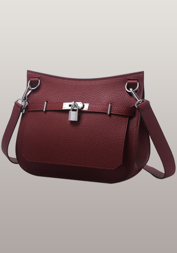 Birgit Calf Leather Shoulder Bag Burgundy