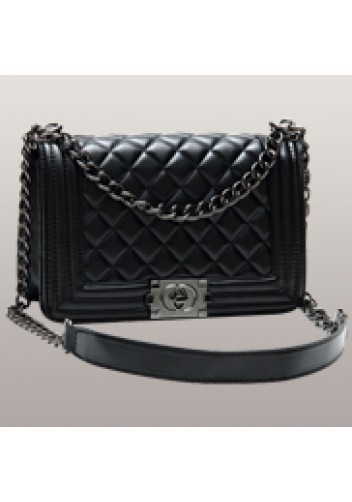 Ingrid Faux Leather Medium Bag With Circle Hardware Black