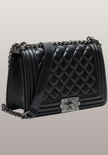 Ingrid Faux Leather Small Bag With Circle Hardware Black