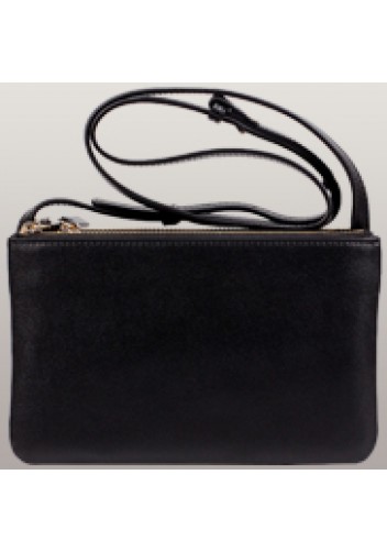 Geri Small Three Layer Leather Shoulder Bag Black