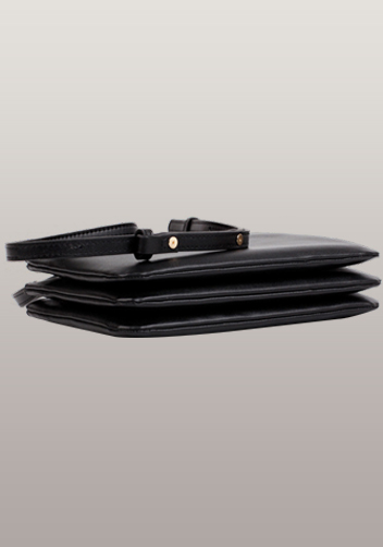 Geri Small Three Layer Leather Shoulder Bag Black