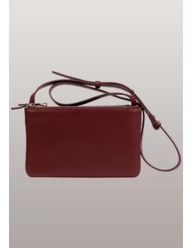 Geri Small Three Layer Leather Shoulder Bag Burgundy