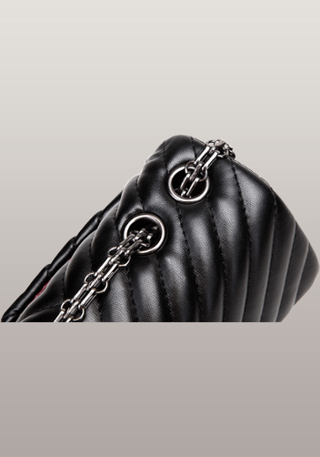 Adele Flap Mini Bag V Shape Quilted Faux Leather Black