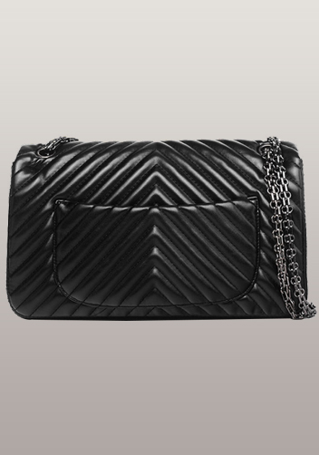 Adele Flap V Shape Quilted Medium Bag Faux Black