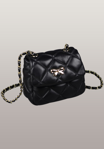 Nora Flap Mini Bag Lambskin Leather Black