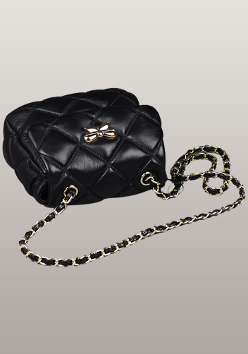 Nora Flap Mini Bag Lambskin Leather Black