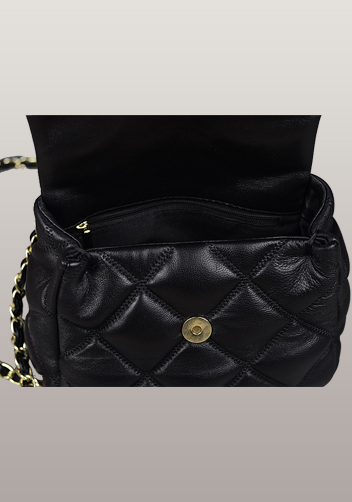 Nora Flap Mini Bag Lambskin Leather Black