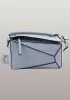 Adrienne Geometry Leather Shoulder Bag Light Blue