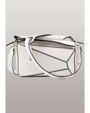 Adrienne Geometry Leather Shoulder Bag White