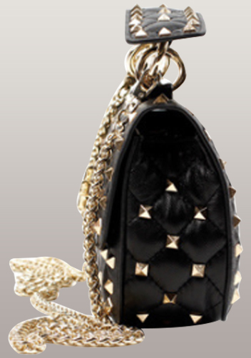 Jacqueline Studs Leather Shoulder Bag Black