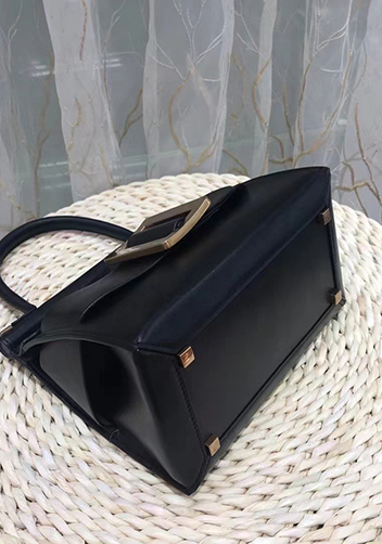 Alena Buckle Belt Top Handle Bag Black