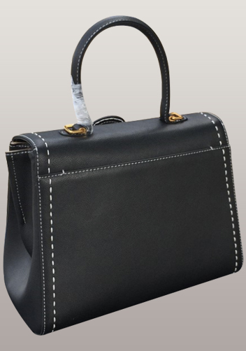 Suzanne Horseshoe Buckle Leather Medium Bag Black